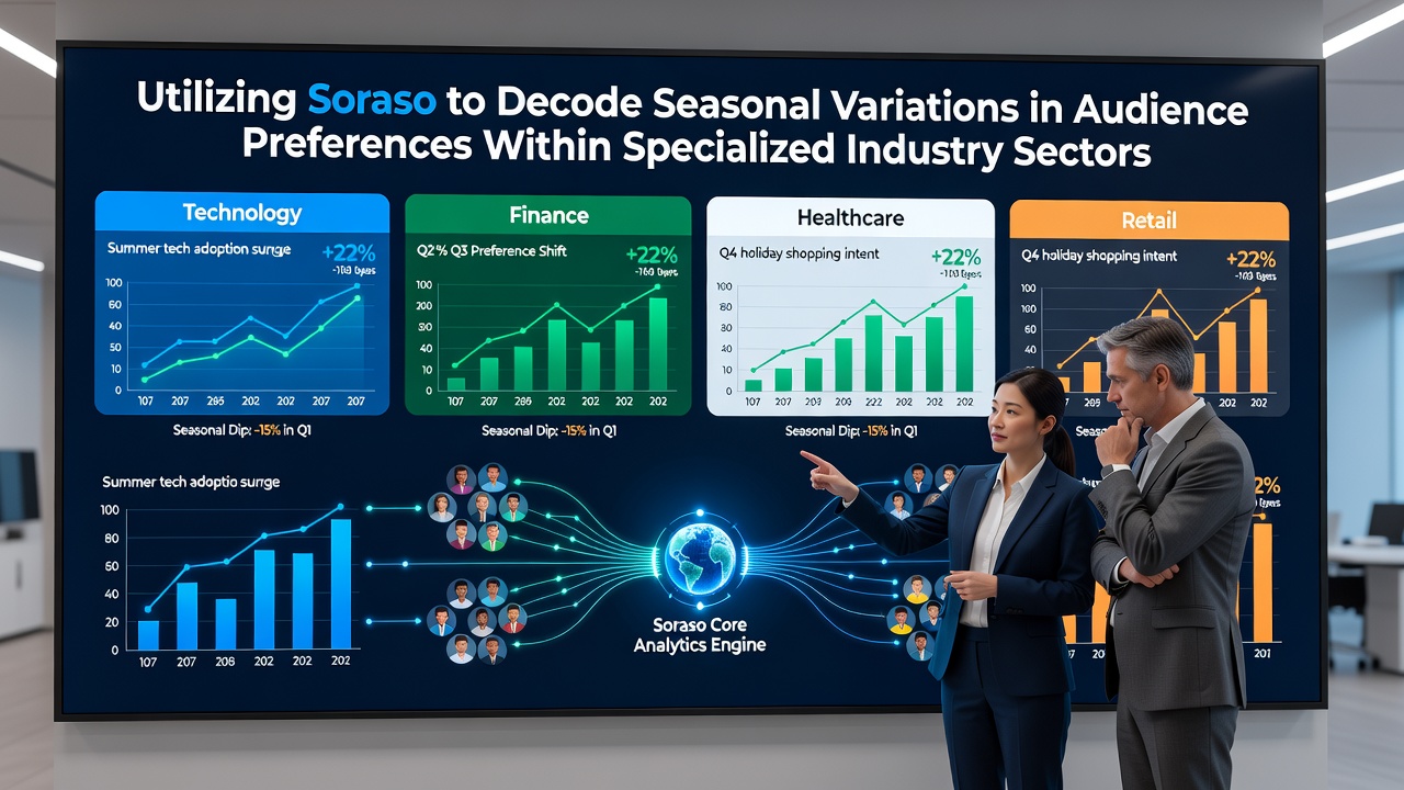 Soraso dashboard displaying seasonal audience preference trends across multiple industry sectors with color-coded data visualizations